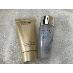Estee Lauder Re-Nutriv Rich Foam Cleanser & Micro Essence Toner Lotion 1oz/30ml